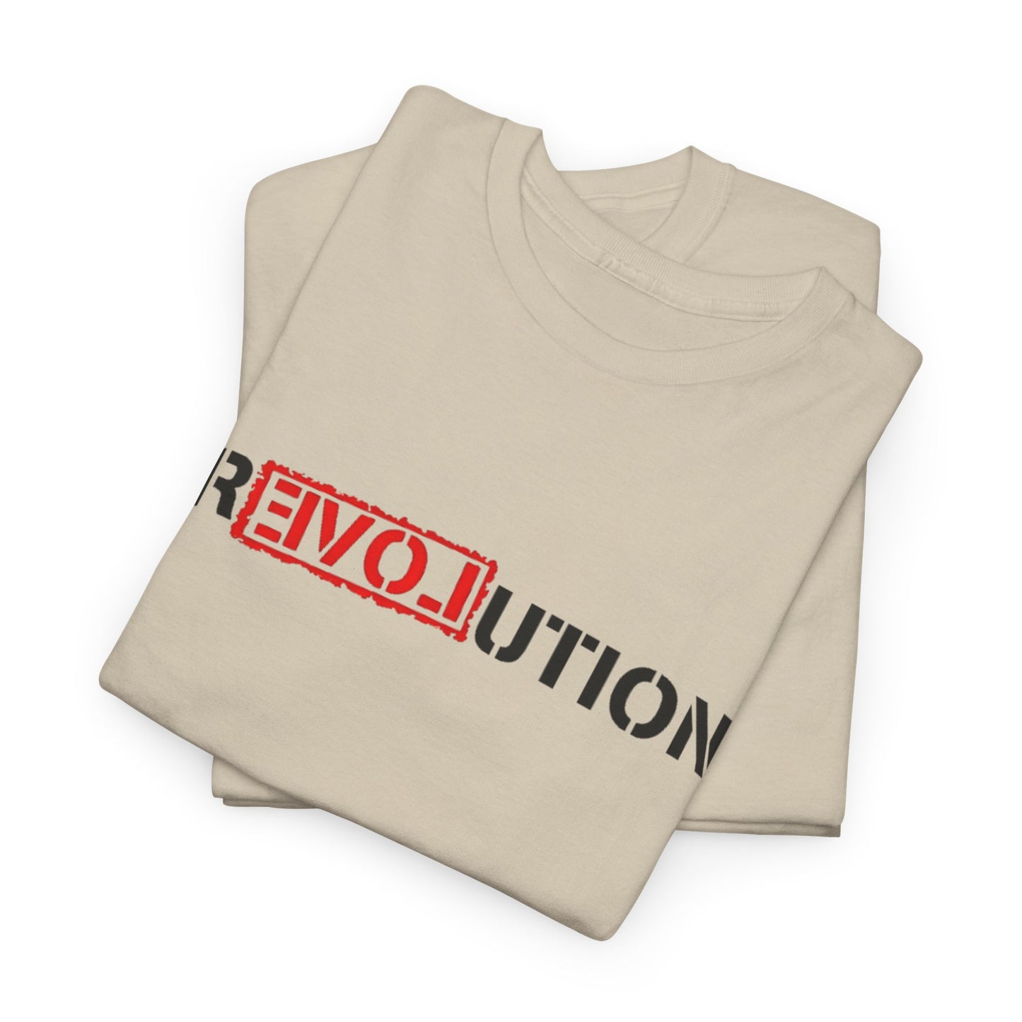 Heavy Cotton Tee with REVO-lution Design - Casual Wear, Statement Shirt, Gift for Activists, Streetwear Essential