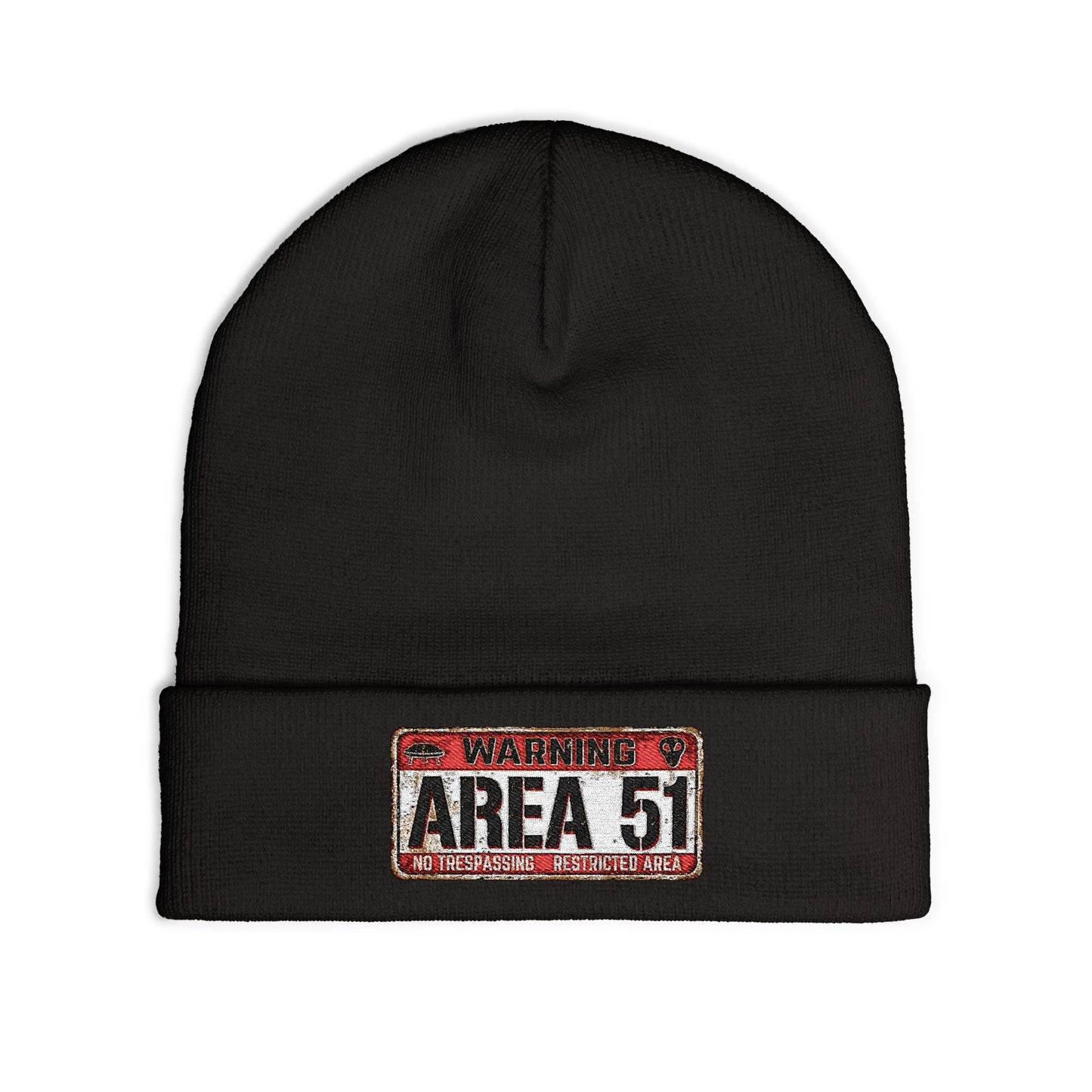 Area 51 Embroidered Knit Beanie, Funny UFO Hat, Winter Fashion Accessory, Cool Gift for Aliens Enthusiasts, Unique Beanie for Men and Women