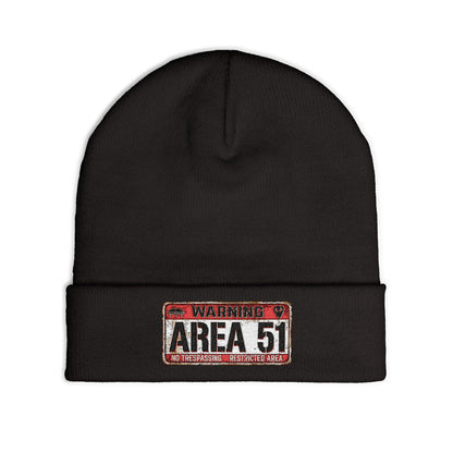 Area 51 Embroidered Knit Beanie, Funny UFO Hat, Winter Fashion Accessory, Cool Gift for Aliens Enthusiasts, Unique Beanie for Men and Women