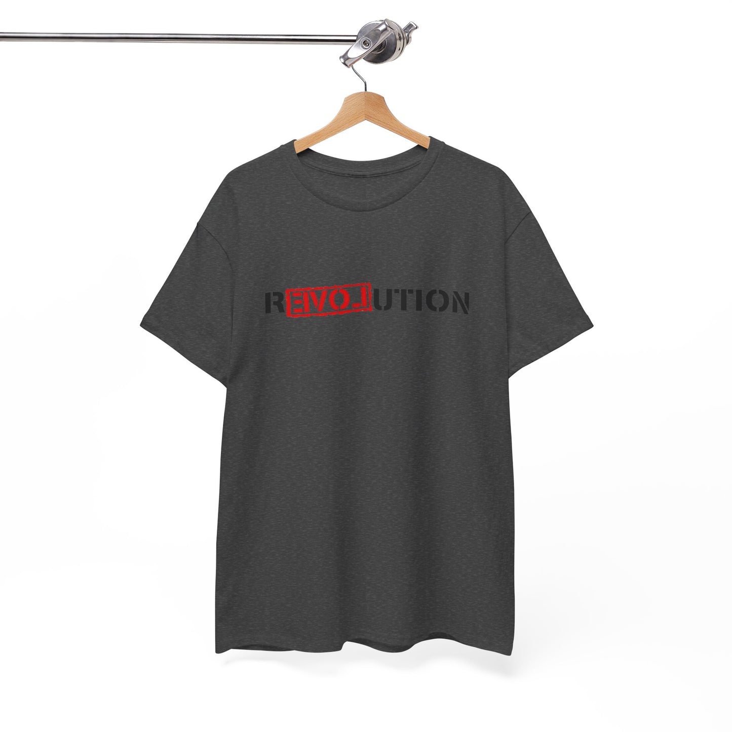 Heavy Cotton Tee with REVO-lution Design - Casual Wear, Statement Shirt, Gift for Activists, Streetwear Essential