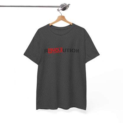 Heavy Cotton Tee with REVO-lution Design - Casual Wear, Statement Shirt, Gift for Activists, Streetwear Essential