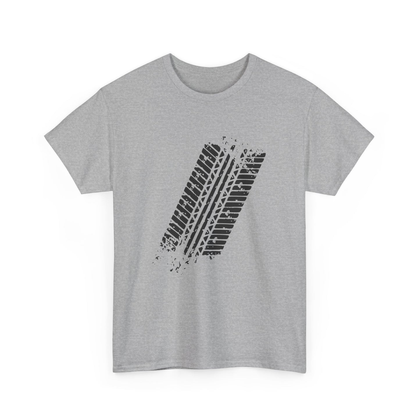 Stylish Heavy Cotton Tee with Bold Tire Track Design | Casual Wear, Streetwear, Gift for Car Lovers, Trendy T-Shirt, Everyday
