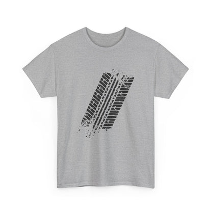 Stylish Heavy Cotton Tee with Bold Tire Track Design | Casual Wear, Streetwear, Gift for Car Lovers, Trendy T-Shirt, Everyday