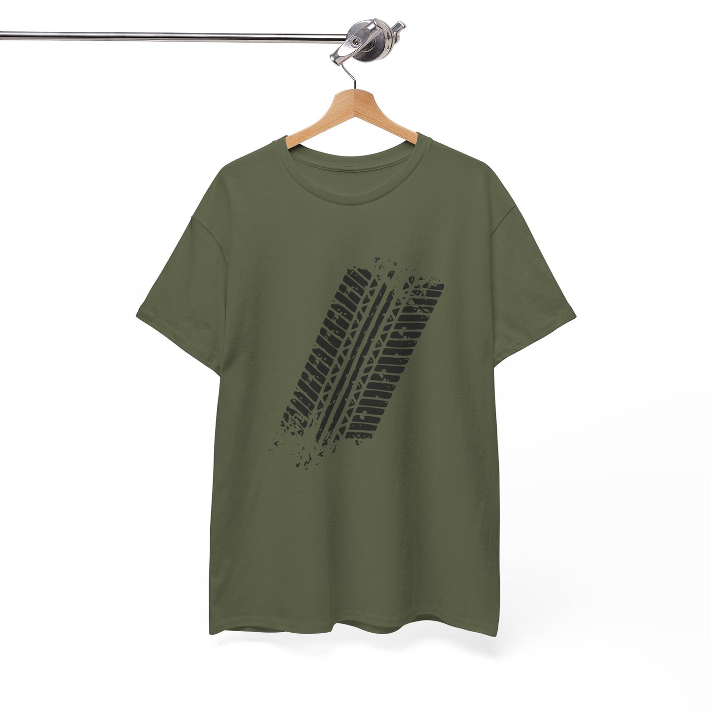 Stylish Heavy Cotton Tee with Bold Tire Track Design | Casual Wear, Streetwear, Gift for Car Lovers, Trendy T-Shirt, Everyday