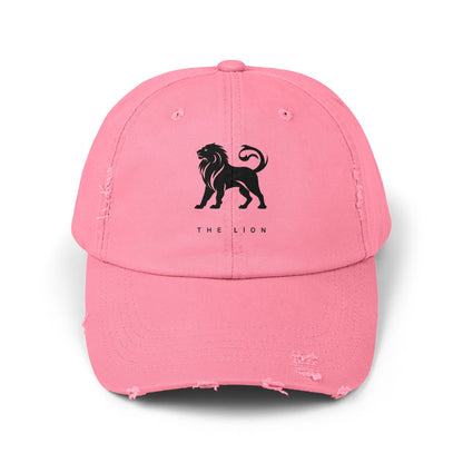 Youthful Distressed Cap with Lion Design, Trendy Hat for Animal Lovers, Casual Summer Accessory, Perfect Gift for Birthdays and Holidays