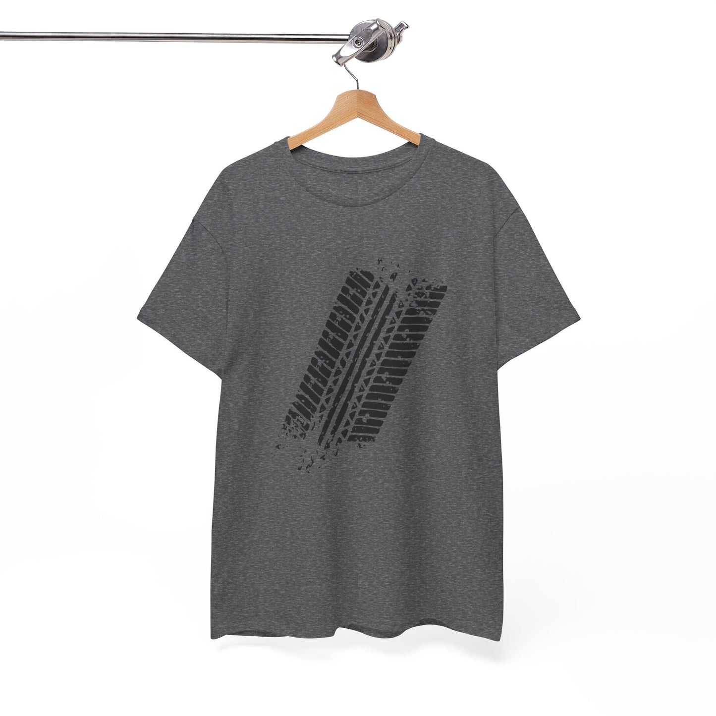 Stylish Heavy Cotton Tee with Bold Tire Track Design | Casual Wear, Streetwear, Gift for Car Lovers, Trendy T-Shirt, Everyday
