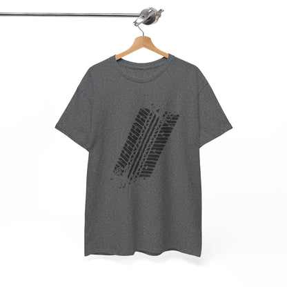 Stylish Heavy Cotton Tee with Bold Tire Track Design | Casual Wear, Streetwear, Gift for Car Lovers, Trendy T-Shirt, Everyday