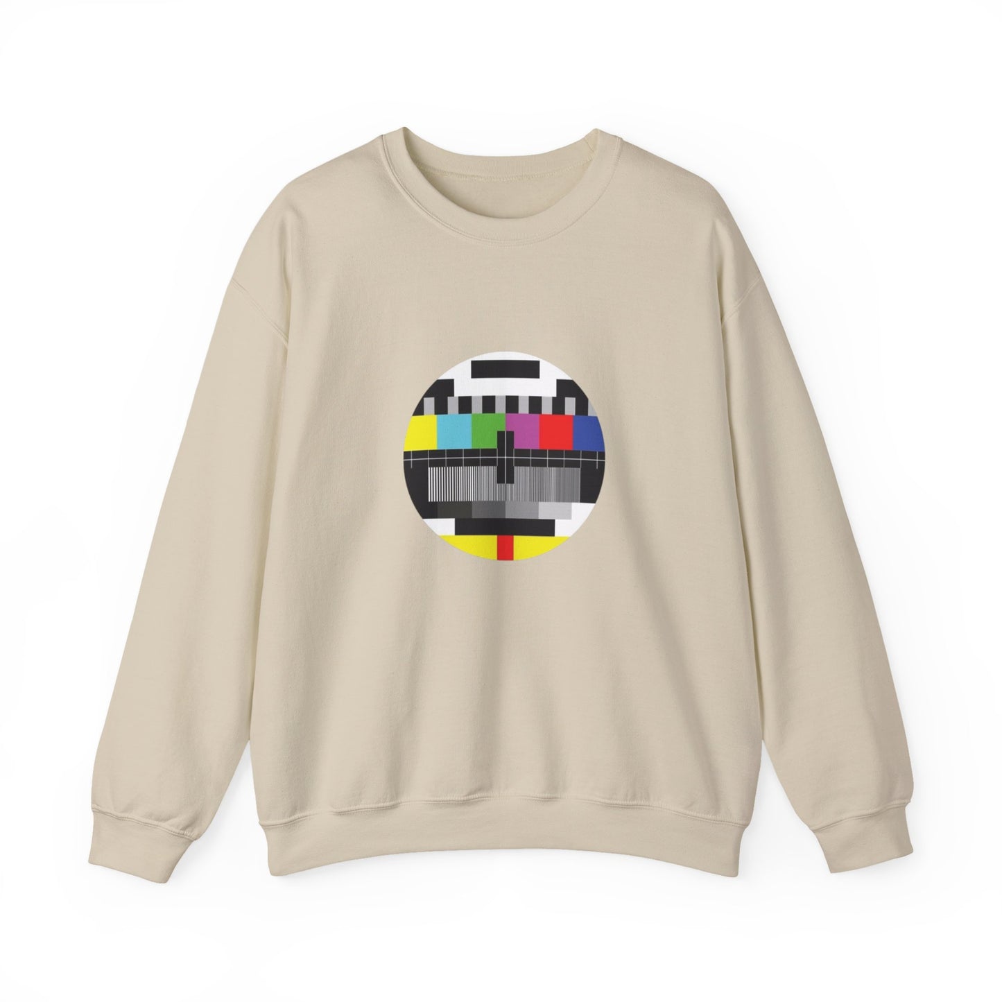 Colorful Retro Test Pattern Sweatshirt, Cozy Graphic Sweater, Unisex Crewneck Apparel, Perfect for Gifting and Everyday Wear