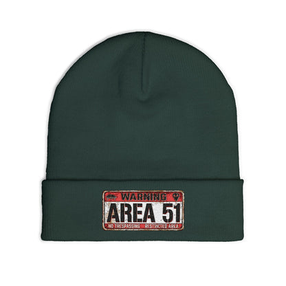 Area 51 Embroidered Knit Beanie, Funny UFO Hat, Winter Fashion Accessory, Cool Gift for Aliens Enthusiasts, Unique Beanie for Men and Women