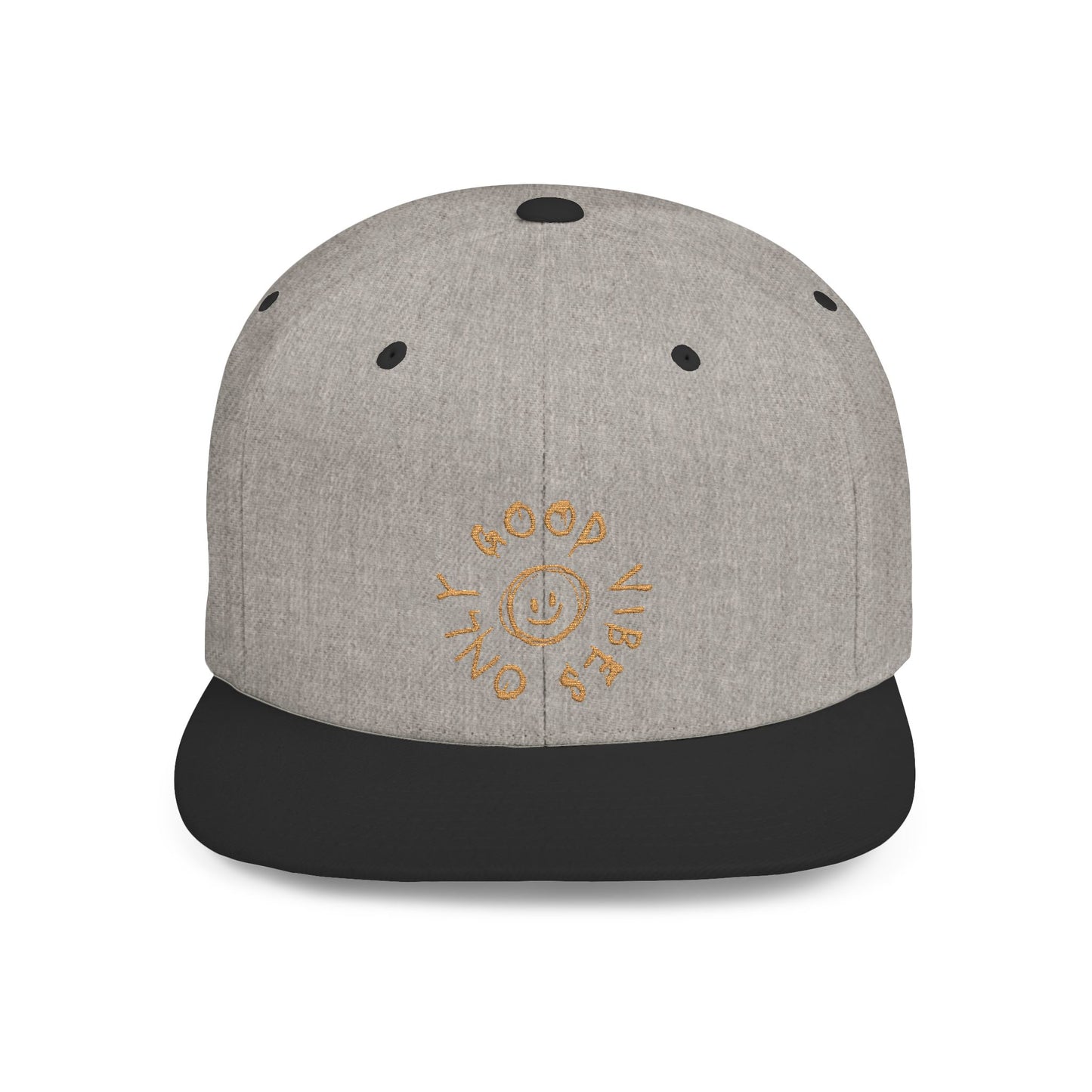 Good Vibes Only Flat Bill Snapback Hat, Cool Casual Cap for Summer, Trendy Streetwear, Gift for Teens and Adults, Stylish Accessory