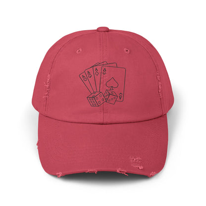 Poker Hand Distressed Cap | Fun Hat for Gamers, Casino Nights, Casual Style, Gift for Him/Her, Unique Accessories