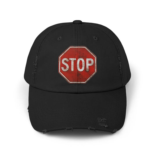 Distressed Stop Sign Cap, Unisex Cap, Casual Headwear, Summer Accessory, Vintage Style, Unique Gift Idea