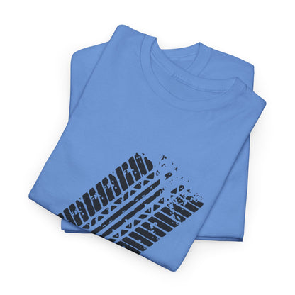 Stylish Heavy Cotton Tee with Bold Tire Track Design | Casual Wear, Streetwear, Gift for Car Lovers, Trendy T-Shirt, Everyday