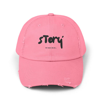 Unisex Distressed Cap with 'Story' Design - Perfect for Casual Outings, Summer Days, Gifts, and Everyday Style