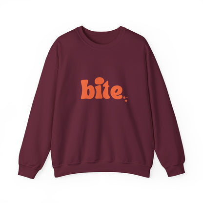 Bite Graphic Crewneck Sweatshirt, Cozy Unisex Sweatshirt for Casual Wear, Perfect Gift for Food Lovers, Trendy Fall Fashion, Holiday Apparel