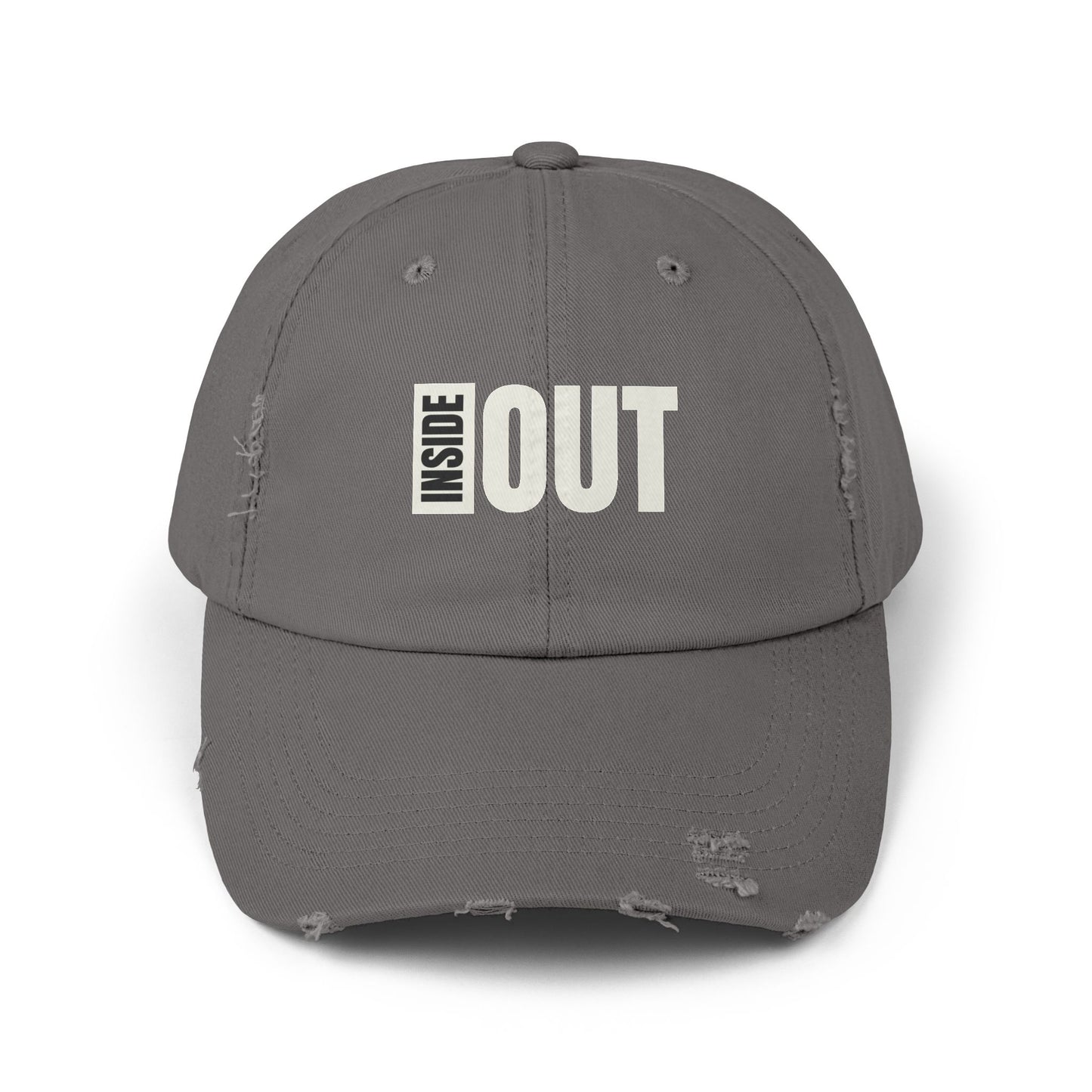 Distressed Cap with 'INSIDE OUT' Design – Trendy Unisex Hat for Casual Wear, Outdoor Adventures, Gifts, Festivals, Everyday Style