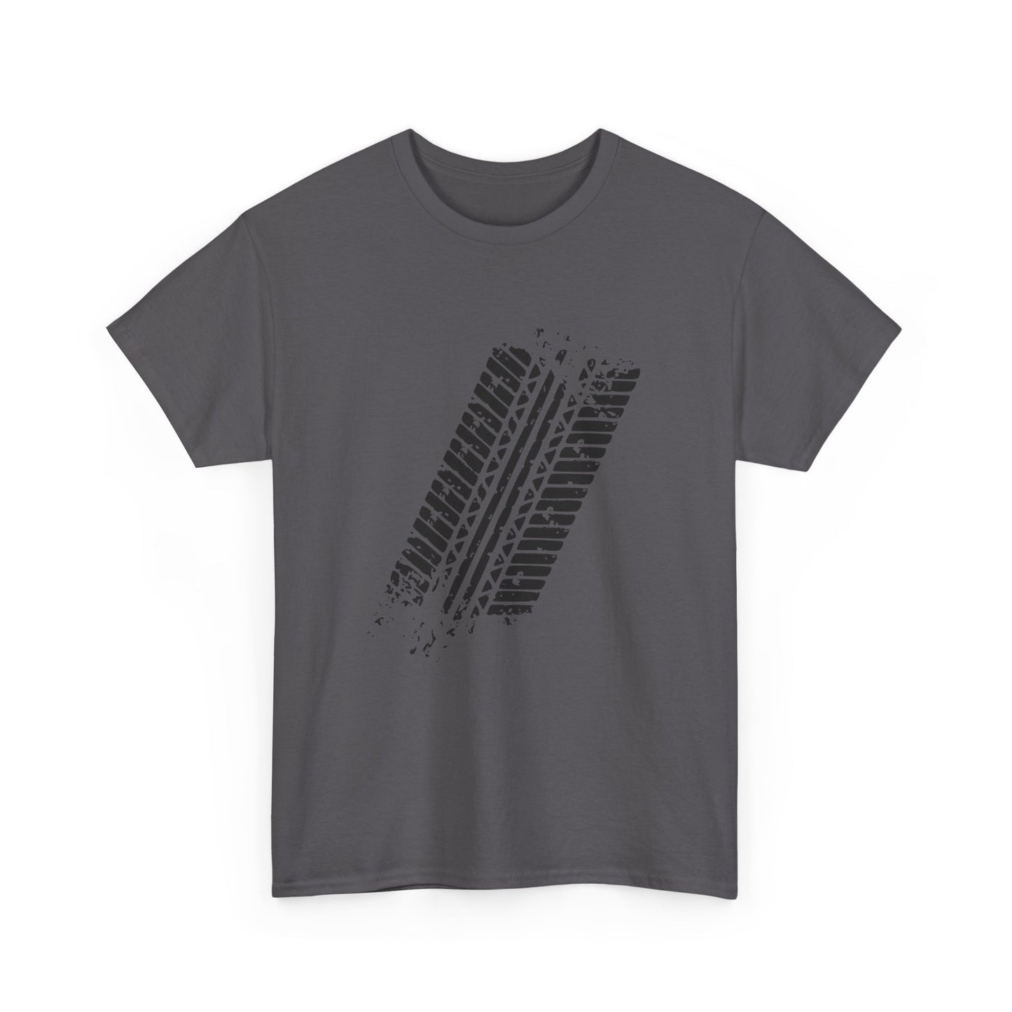 Stylish Heavy Cotton Tee with Bold Tire Track Design | Casual Wear, Streetwear, Gift for Car Lovers, Trendy T-Shirt, Everyday