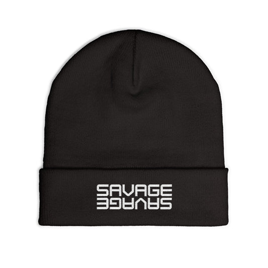Savage Style Knit Beanie - Cozy Embroidered Hat for Winter Fashion, Streetwear Accessory, Gift for Him/Her