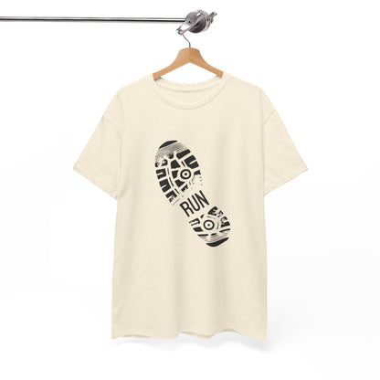 Run Graphic Heavy Cotton Tee - Casual Fitness Wear, Workout Shirt, Gym Apparel, Motivational Tee, Sports Clothing