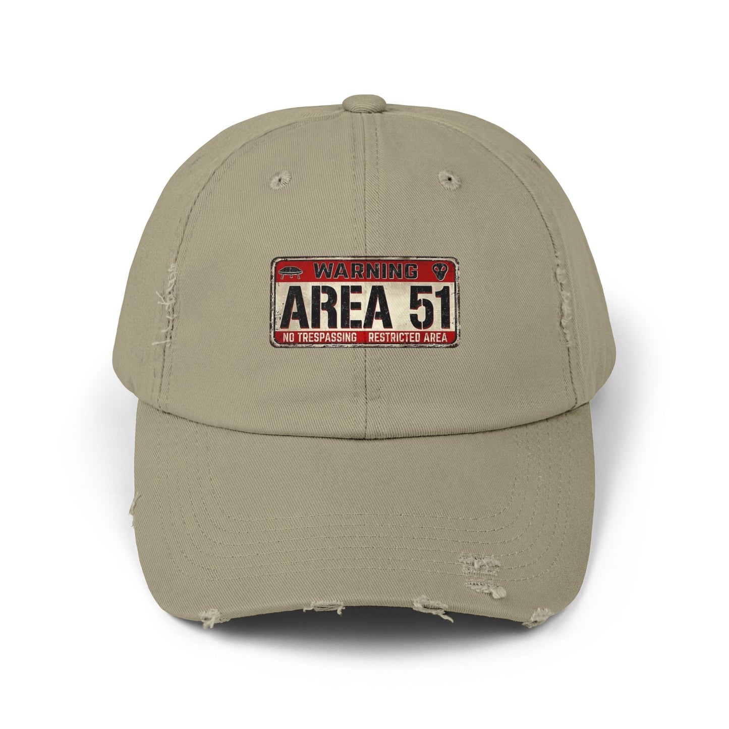 Unisex Distressed Area 51 Cap - Vintage Alien Hat, UFO Enthusiast Gift, Trendy Mens & Womens Cap, Perfect for Casual Wear