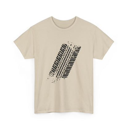 Stylish Heavy Cotton Tee with Bold Tire Track Design | Casual Wear, Streetwear, Gift for Car Lovers, Trendy T-Shirt, Everyday