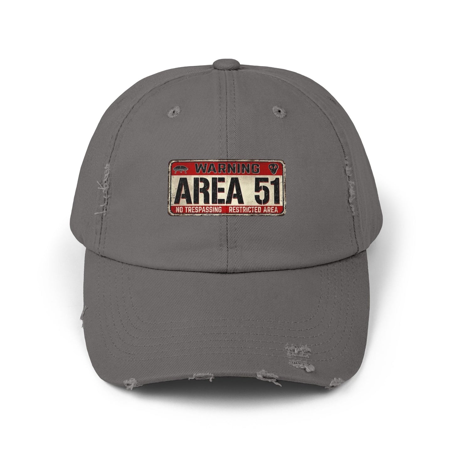Unisex Distressed Area 51 Cap - Vintage Alien Hat, UFO Enthusiast Gift, Trendy Mens & Womens Cap, Perfect for Casual Wear