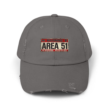 Unisex Distressed Area 51 Cap - Vintage Alien Hat, UFO Enthusiast Gift, Trendy Mens & Womens Cap, Perfect for Casual Wear