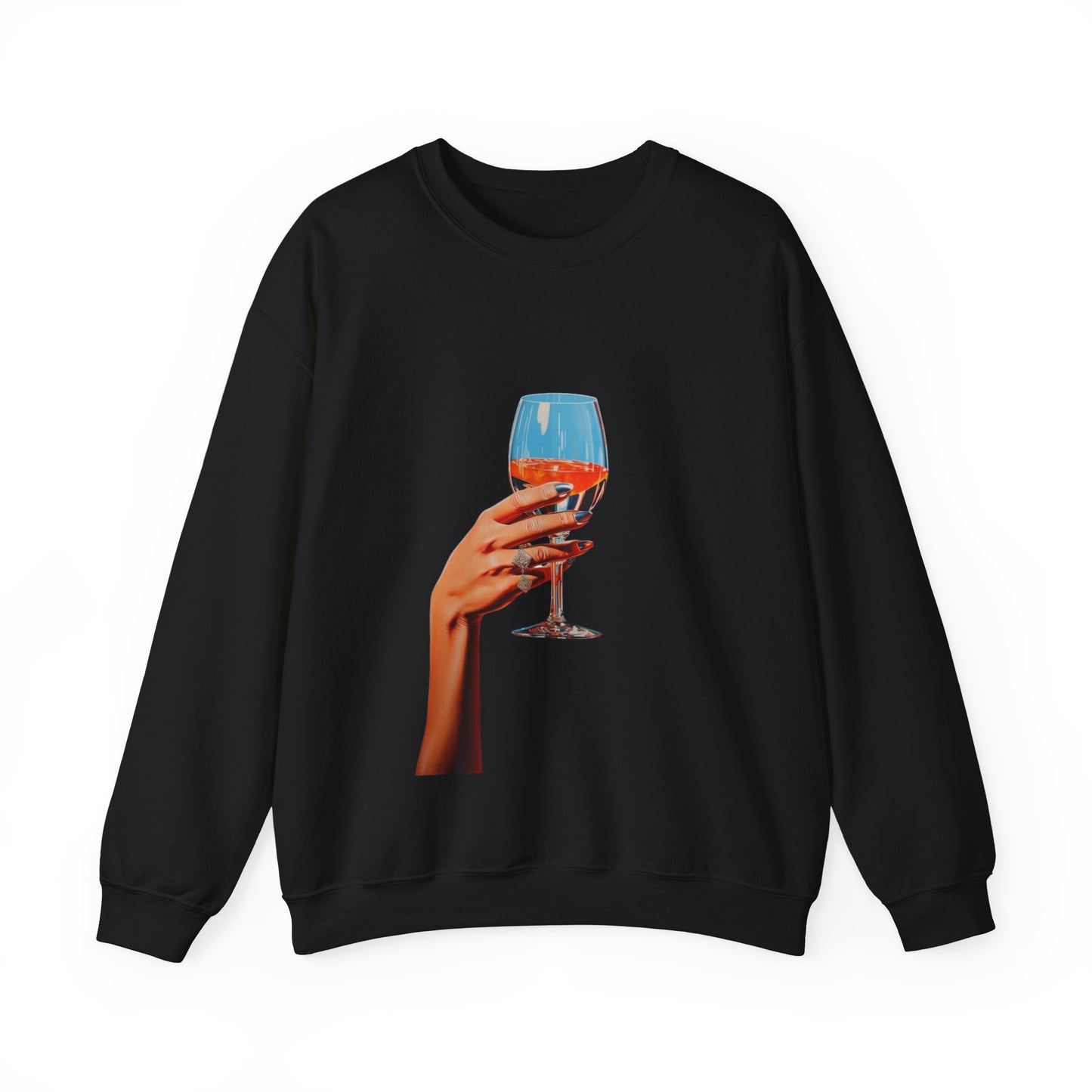 Elegant Wine Glass Crewneck Sweatshirt | Cozy Gift for Friends, Casual Style, Perfect for Wine Lovers, Relaxing Nights In, Birthday Gift