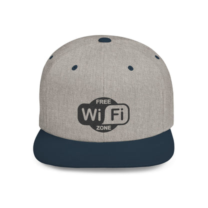 WiFi Zone Snapback Hat, Trendy Flat Bill Cap, Gift for Tech Lovers, Stylish Outdoor Accessory, Perfect for Vacations