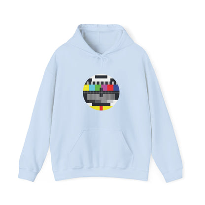 Vintage TV Test Pattern Hoodie, Cozy Unisex Sweatshirt for Home, Unique Gift for Tech Lovers, Retro Apparel, Perfect for Casual Wear