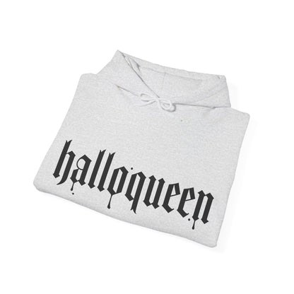 Halloween Hooded Sweatshirt, Halloqueen Pullover, Unisex Fall Apparel, Cozy Halloween Outfit, Spooky Season Gift