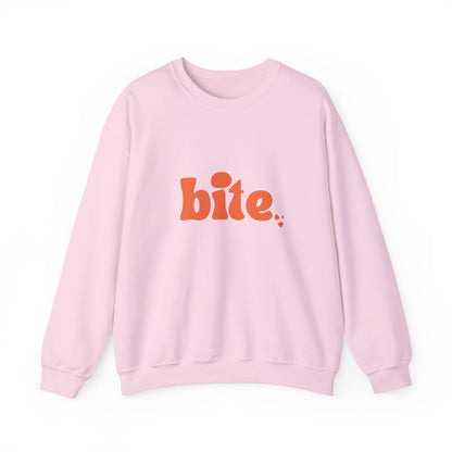 Bite Graphic Crewneck Sweatshirt, Cozy Unisex Sweatshirt for Casual Wear, Perfect Gift for Food Lovers, Trendy Fall Fashion, Holiday Apparel