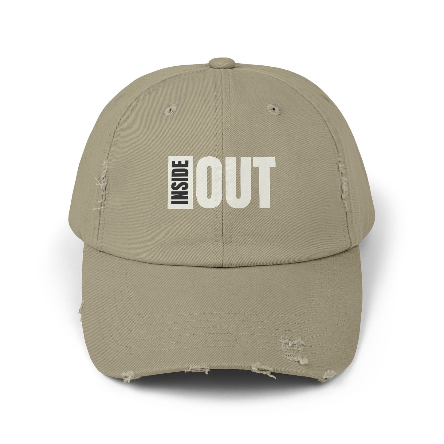 Distressed Cap with 'INSIDE OUT' Design – Trendy Unisex Hat for Casual Wear, Outdoor Adventures, Gifts, Festivals, Everyday Style