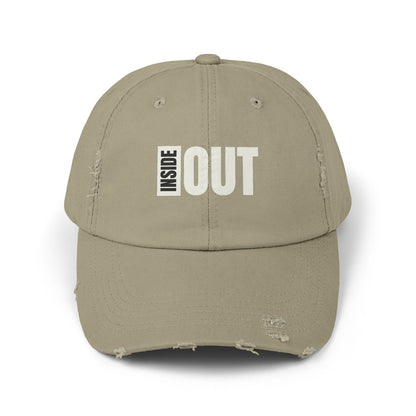 Distressed Cap with 'INSIDE OUT' Design – Trendy Unisex Hat for Casual Wear, Outdoor Adventures, Gifts, Festivals, Everyday Style