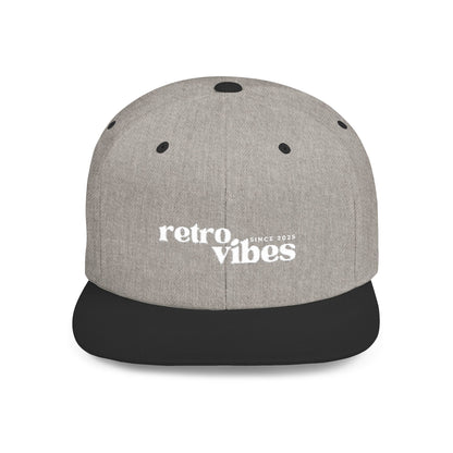Retro Vibes Flat Bill Snapback Cap, Trendy Snapback Hat, Casual Streetwear Accessory, Unique Gift for Him/Her, Perfect for Festivals