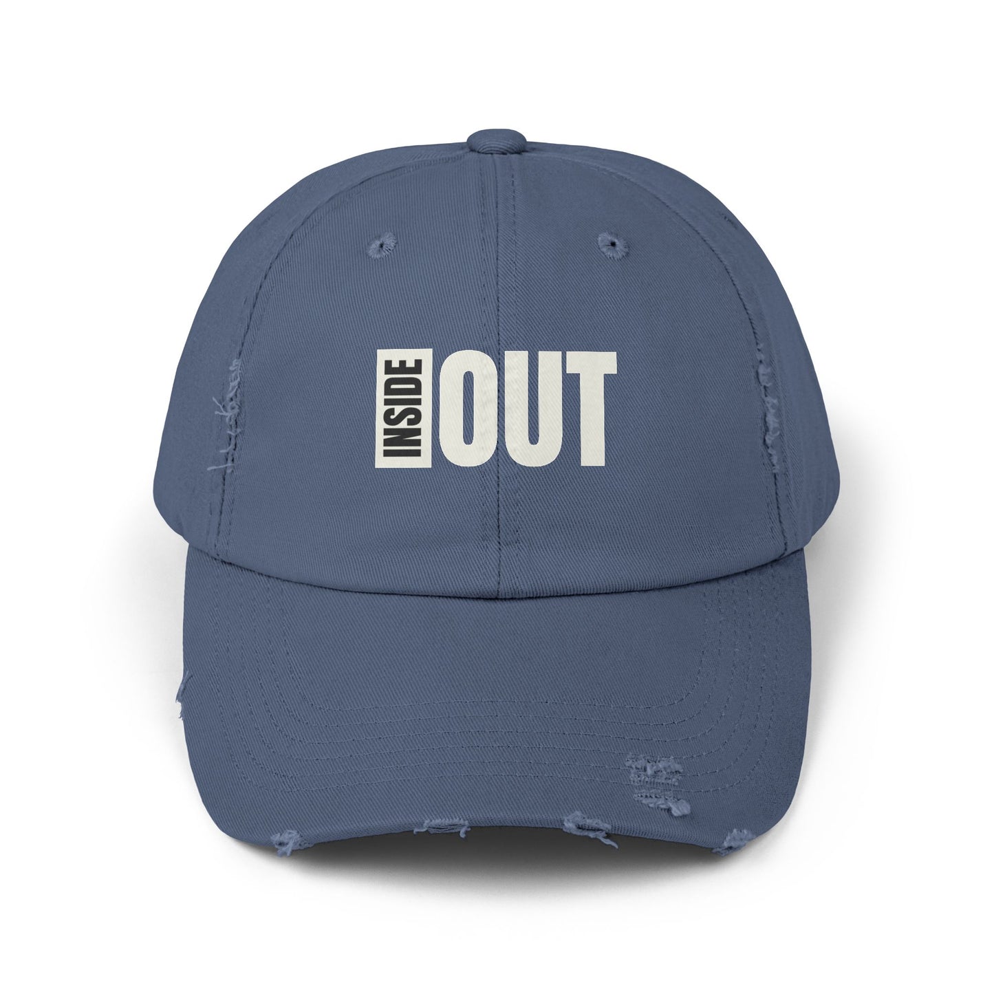 Distressed Cap with 'INSIDE OUT' Design – Trendy Unisex Hat for Casual Wear, Outdoor Adventures, Gifts, Festivals, Everyday Style