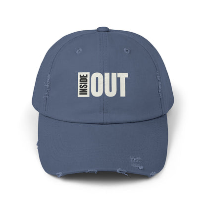 Distressed Cap with 'INSIDE OUT' Design – Trendy Unisex Hat for Casual Wear, Outdoor Adventures, Gifts, Festivals, Everyday Style