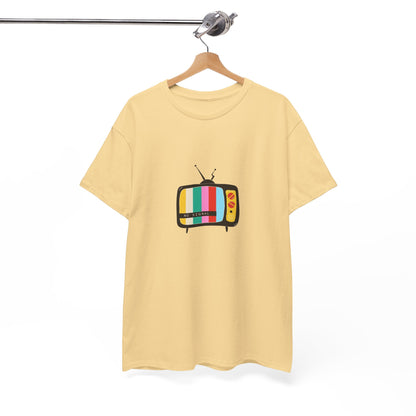 Retro TV Graphic Heavy Cotton Tee, Vintage Style Shirt, Gift for TV Lovers, Casual Wear, Fun Summer Tee, Graphic Tee