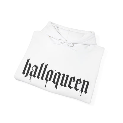 Halloween Hooded Sweatshirt, Halloqueen Pullover, Unisex Fall Apparel, Cozy Halloween Outfit, Spooky Season Gift