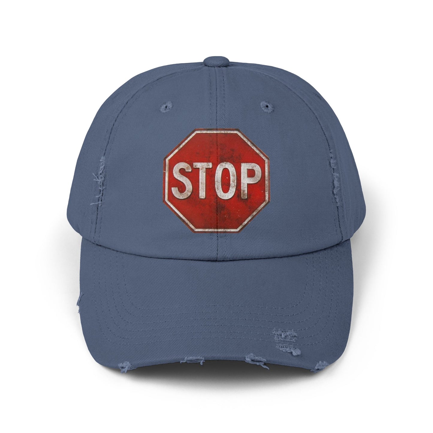 Distressed Stop Sign Cap, Unisex Cap, Casual Headwear, Summer Accessory, Vintage Style, Unique Gift Idea