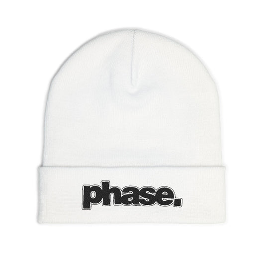Stylish Knit Beanie with 'phase.' Embroidery, Cozy Winter Hat, Casual Fashion Accessory, Perfect Gift for Fashion Lovers, Trendy Headwear