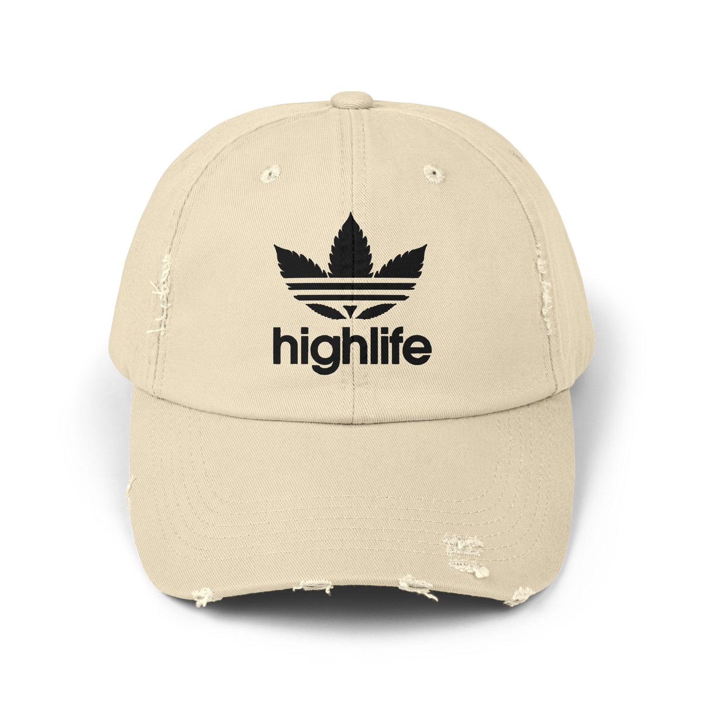 Stylish Distressed Cap - Casual Fashion Accessory, Trendy Summer Hat, Gift for Him/Her, Streetwear Essential, Highlife Graphic Design