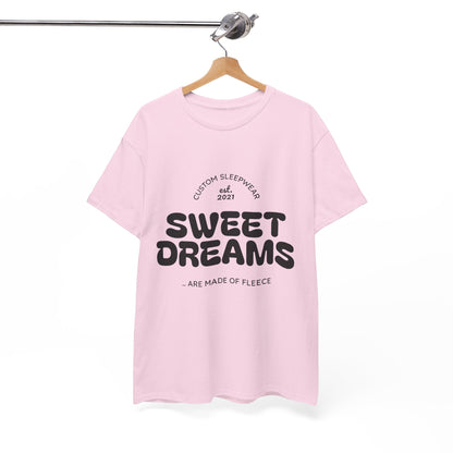 Sweet Dreams Heavy Cotton Tee, Cozy Sleep Shirt, Funny Sleepwear, Gift for Sleep Lovers, Birthday Pajama Top, Unisex T-Shirt