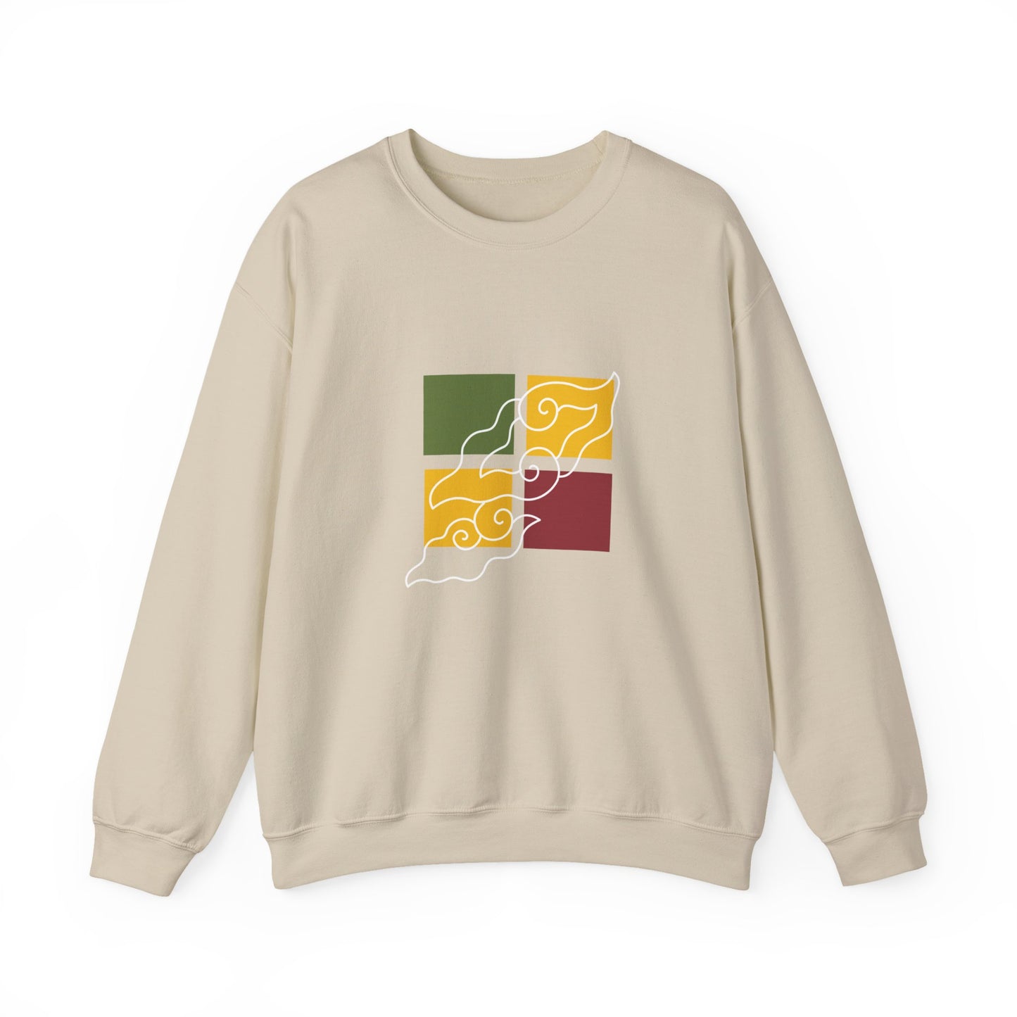 Cozy Graphic Crewneck Sweatshirt with Abstract Colors, Unisex Sweatshirt, Fall Fashion, Layering Essentials, Relaxed Vibe, Gift for Her/Him