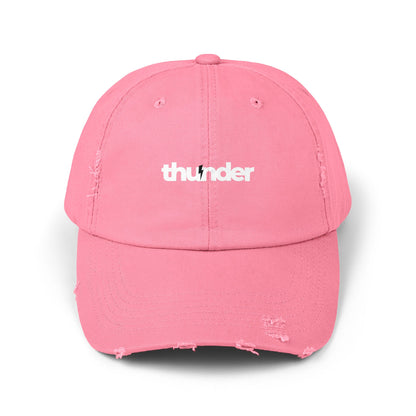 Unisex Distressed Cap with 'thunder' Text | Casual Streetwear Hat, Gift for Him/Her, Cool Summer Accessory, Trendy Outdoors Hat