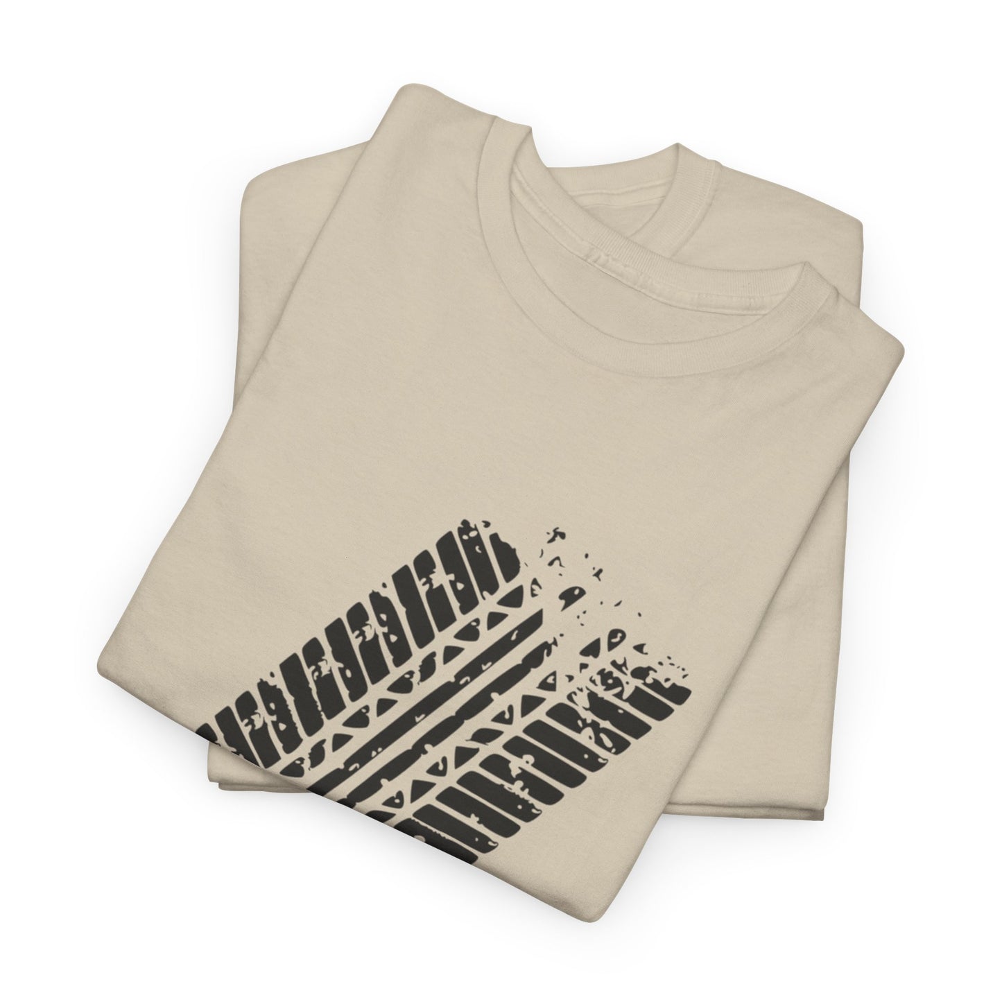 Stylish Heavy Cotton Tee with Bold Tire Track Design | Casual Wear, Streetwear, Gift for Car Lovers, Trendy T-Shirt, Everyday